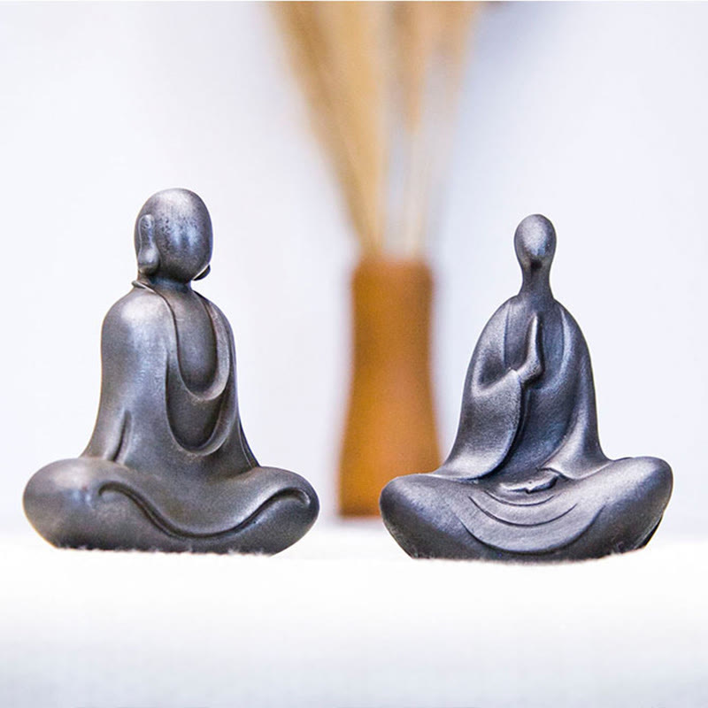 Buddha Stones Tibetaanse Boeddha Beeldje van IJzerpoeder Roest Gegoten Hars Bureaudecoratie - image 32