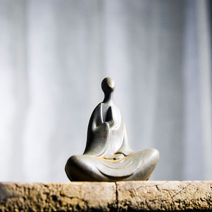 Buddha Stones Tibetaanse Boeddha Beeldje van IJzerpoeder Roest Gegoten Hars Bureaudecoratie - image 3