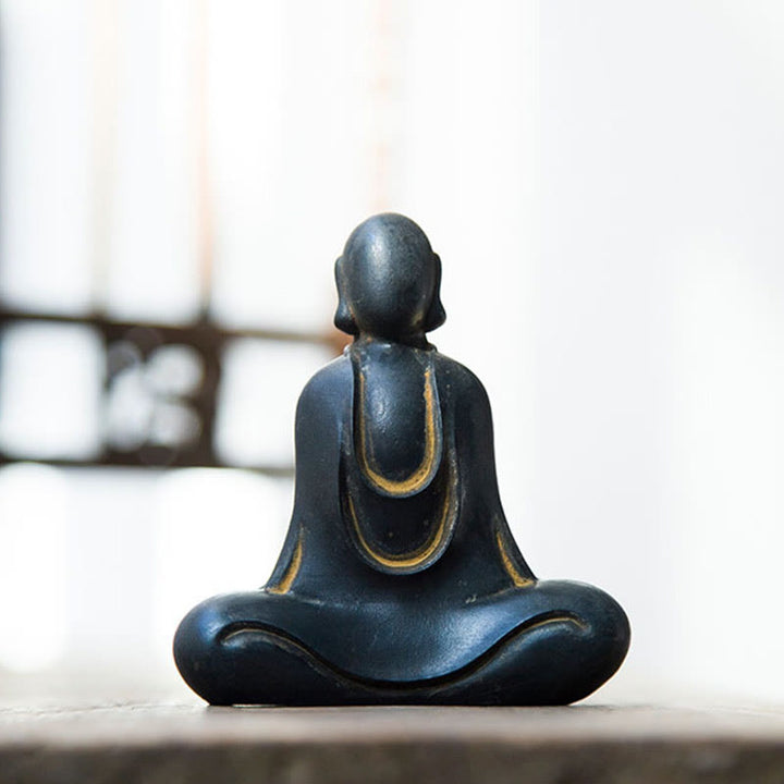 Buddha Stones Tibetaanse Boeddha Beeldje van IJzerpoeder Roest Gegoten Hars Bureaudecoratie - image 12