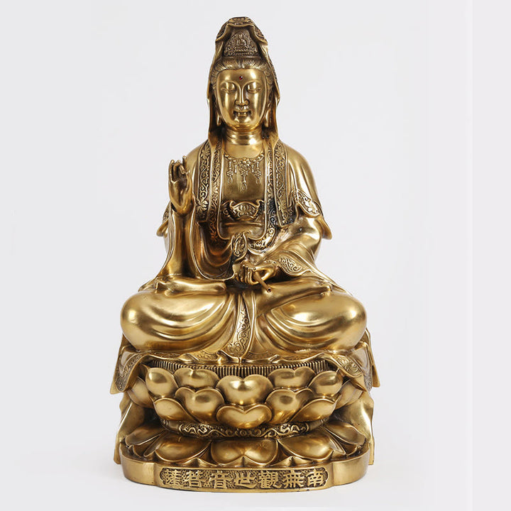 Buddha Stones Kwan Yin Avalokitesvara Rijkdom Messing Koperen Beeldje Home Bureau Decoratie - Avalokitesvara 26*23*45cm - image 4