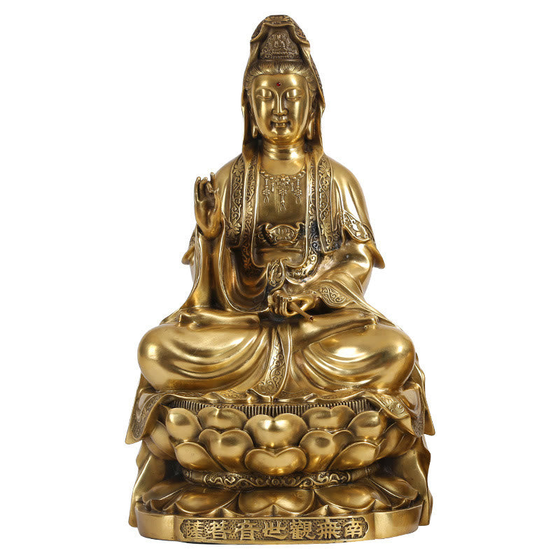 Buddha Stones Kwan Yin Avalokitesvara Rijkdom Messing Koperen Beeldje Home Bureau Decoratie - image 12