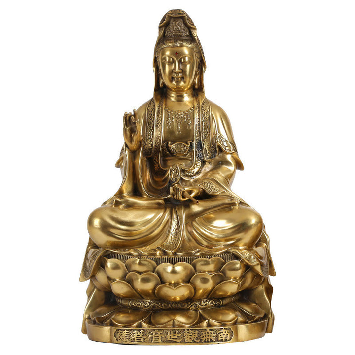 Buddha Stones Kwan Yin Avalokitesvara Rijkdom Messing Koperen Beeldje Home Bureau Decoratie - image 12