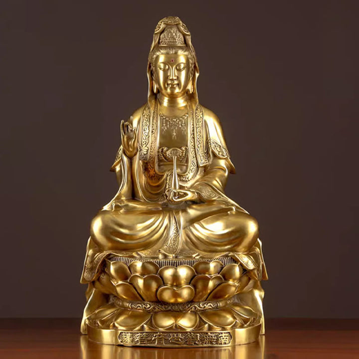 Buddha Stones Kwan Yin Avalokitesvara Rijkdom Messing Koperen Beeldje Home Bureau Decoratie - image 11