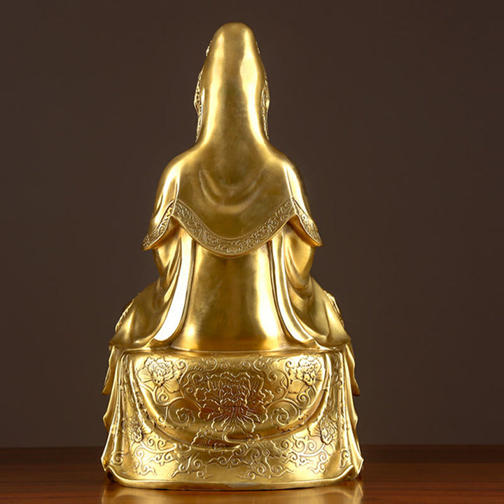 Buddha Stones Kwan Yin Avalokitesvara Rijkdom Messing Koperen Beeldje Home Bureau Decoratie - image 7