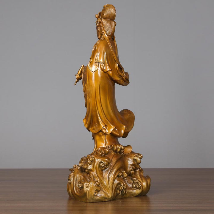 Buddha Stones Kwan Yin Avalokitesvara met een vaas, messing harmonie, koperen beeld, woondecoratie - image 7