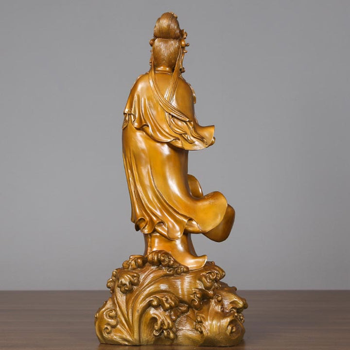 Buddha Stones Kwan Yin Avalokitesvara met een vaas, messing harmonie, koperen beeld, woondecoratie - image 8