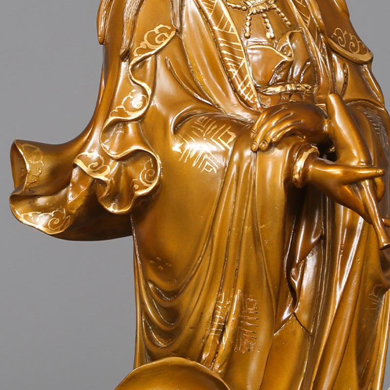 Buddha Stones Kwan Yin Avalokitesvara met een vaas, messing harmonie, koperen beeld, woondecoratie - image 14