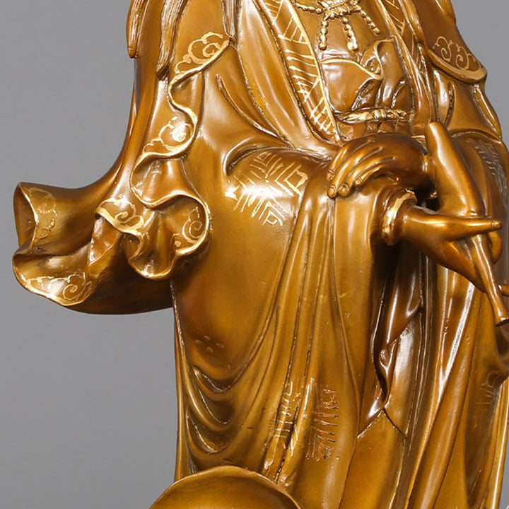 Buddha Stones Kwan Yin Avalokitesvara met een vaas, messing harmonie, koperen beeld, woondecoratie - image 14