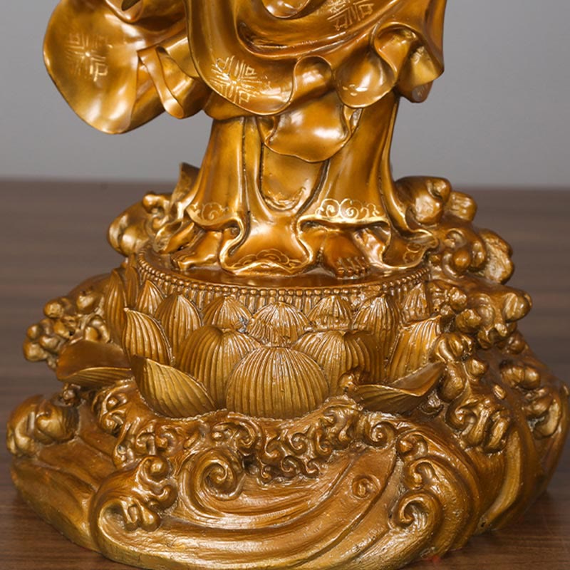 Buddha Stones Kwan Yin Avalokitesvara met een vaas, messing harmonie, koperen beeld, woondecoratie - image 15