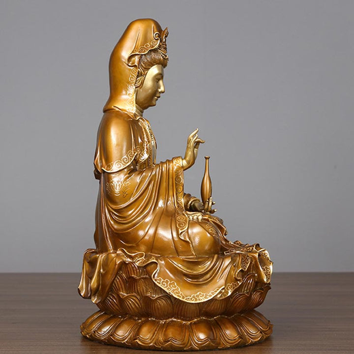 Buddha Stones Kwan Yin Avalokitesvara Lotus Zittende Harmonie Messing Koperen Beeld Huisaltaar Decoratie - image 11