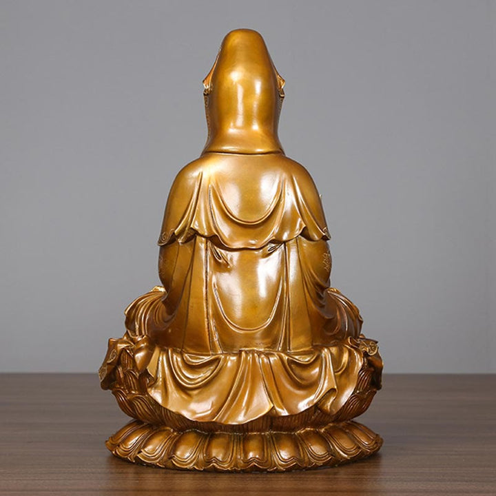 Buddha Stones Kwan Yin Avalokitesvara Lotus Zittende Harmonie Messing Koperen Beeld Huisaltaar Decoratie - image 2