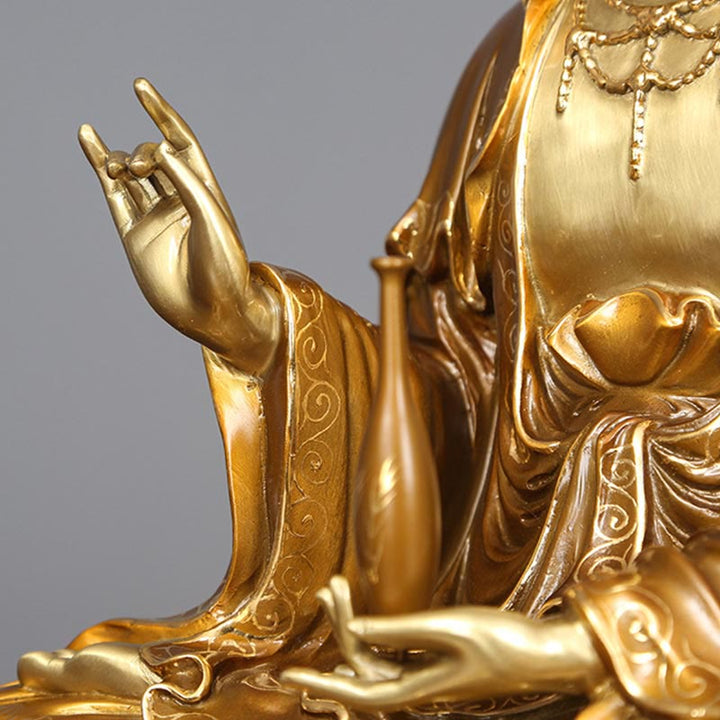Buddha Stones Kwan Yin Avalokitesvara Lotus Zittende Harmonie Messing Koperen Beeld Huisaltaar Decoratie - image 7