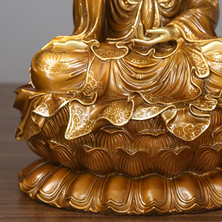 Buddha Stones Kwan Yin Avalokitesvara Lotus Zittende Harmonie Messing Koperen Beeld Huisaltaar Decoratie - image 9