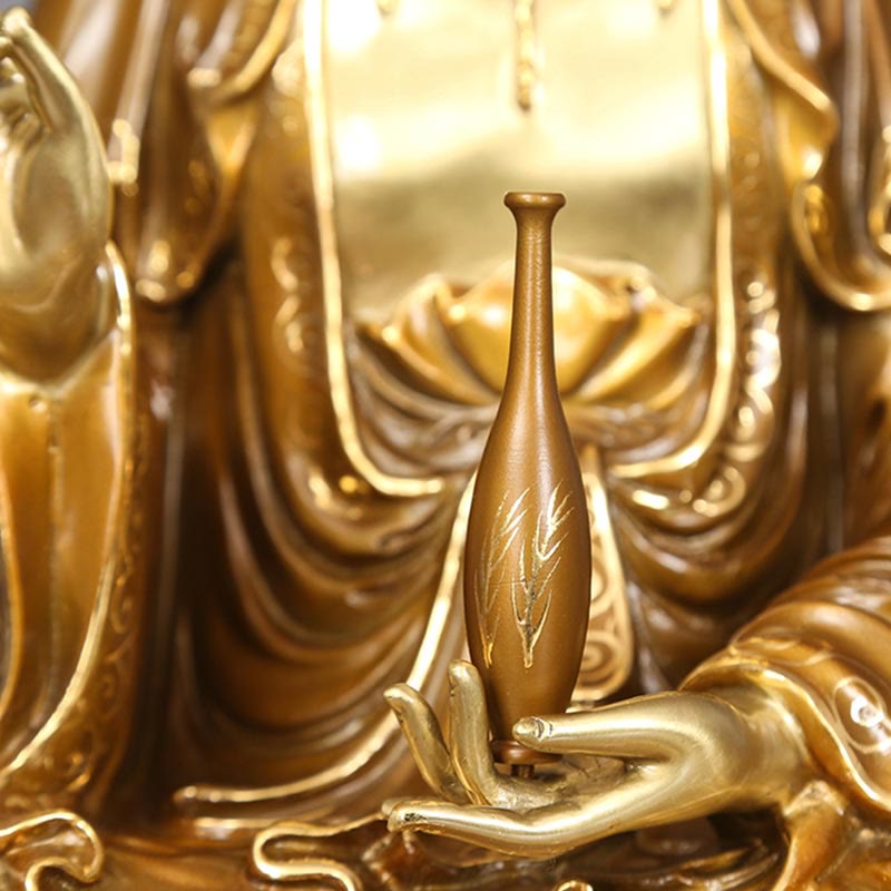 Buddha Stones Kwan Yin Avalokitesvara Lotus Zittende Harmonie Messing Koperen Beeld Huisaltaar Decoratie - image 8