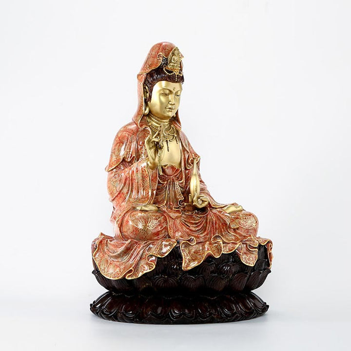 Buddha Stones Kwan Yin Avalokitesvara Lotus Zittende Harmonie Messing Koperen Beeld Huisaltaar Decoratie - image 18
