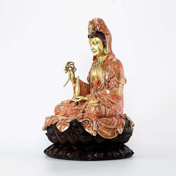 Buddha Stones Kwan Yin Avalokitesvara Lotus Zittende Harmonie Messing Koperen Beeld Huisaltaar Decoratie - image 21