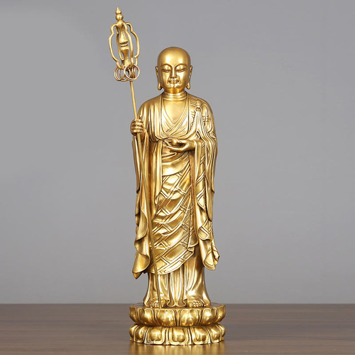 Buddha Stones Ksitigarbha Bodhisattva beeldje, symbool van mededogen, koperen beeldje, huisoffer, decoratie - Ksitigarbha Bodhisattva 16*46cm - image 11