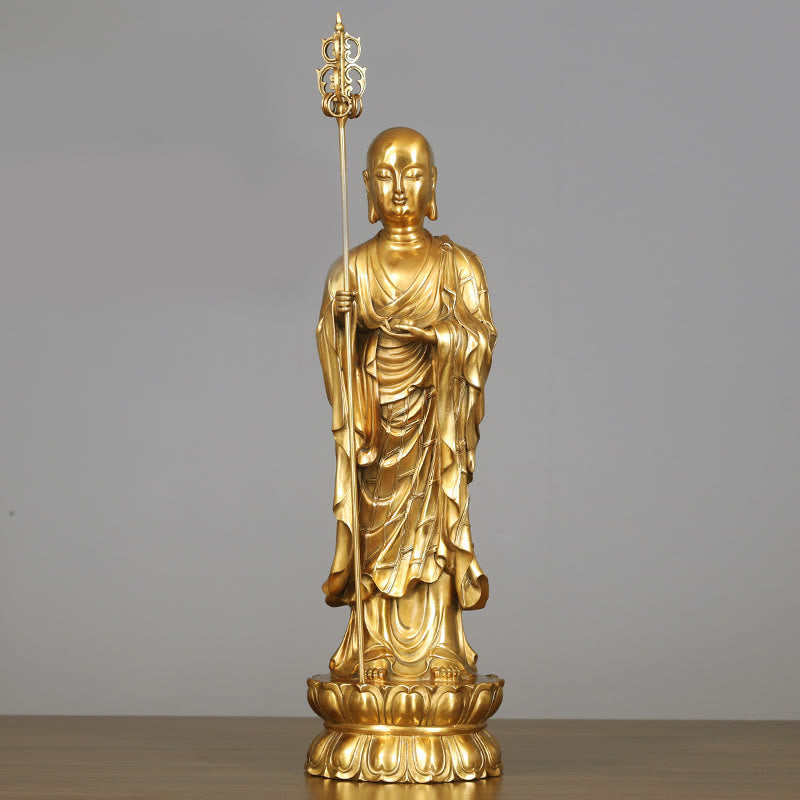 Buddha Stones Ksitigarbha Bodhisattva beeldje, symbool van mededogen, koperen beeldje, huisoffer, decoratie - Ksitigarbha Bodhisattva 20*65cm - image 12