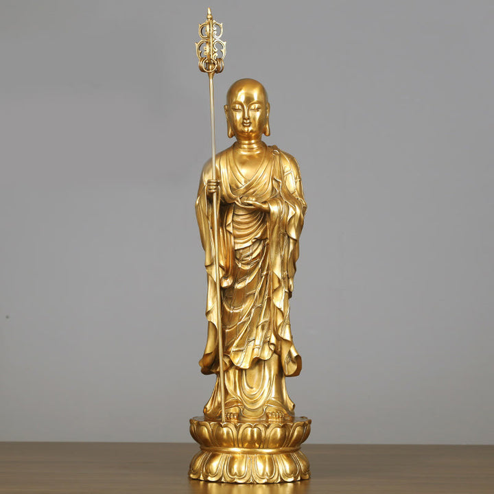 Buddha Stones Ksitigarbha Bodhisattva beeldje, symbool van mededogen, koperen beeldje, huisoffer, decoratie - Ksitigarbha Bodhisattva 20*65cm - image 12