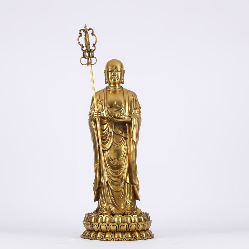 Buddha Stones Ksitigarbha Bodhisattva beeldje, symbool van mededogen, koperen beeldje, huisoffer, decoratie - Ksitigarbha Bodhisattva 34*76cm - image 16