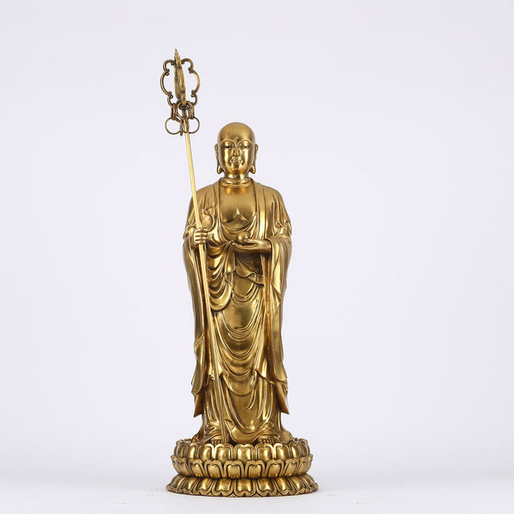 Buddha Stones Ksitigarbha Bodhisattva beeldje, symbool van mededogen, koperen beeldje, huisoffer, decoratie - Ksitigarbha Bodhisattva 34*76cm - image 16