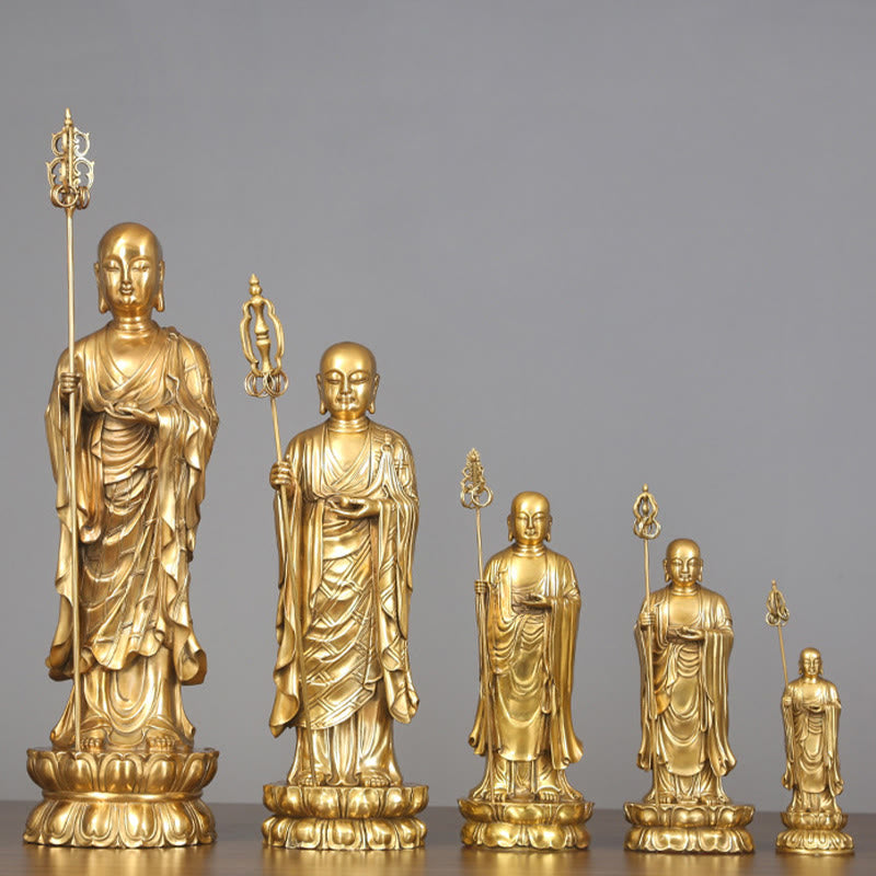 Buddha Stones Ksitigarbha Bodhisattva beeldje, symbool van mededogen, koperen beeldje, huisoffer, decoratie - image 1