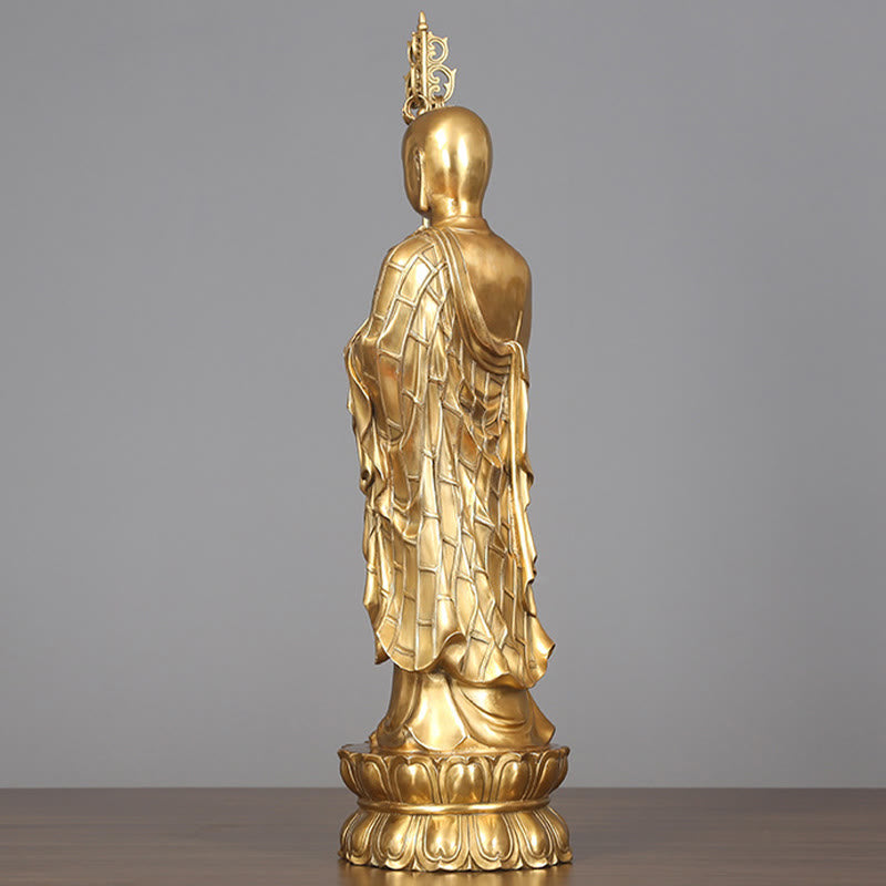 Buddha Stones Ksitigarbha Bodhisattva beeldje, symbool van mededogen, koperen beeldje, huisoffer, decoratie - image 15