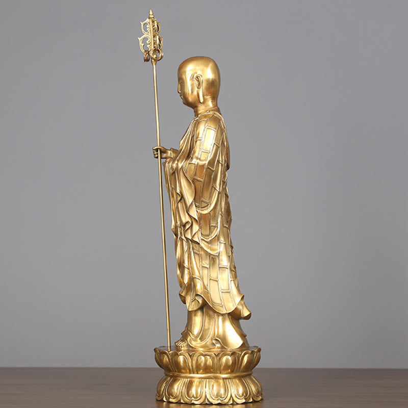 Buddha Stones Ksitigarbha Bodhisattva beeldje, symbool van mededogen, koperen beeldje, huisoffer, decoratie - image 14