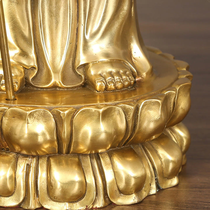 Buddha Stones Ksitigarbha Bodhisattva beeldje, symbool van mededogen, koperen beeldje, huisoffer, decoratie - image 9