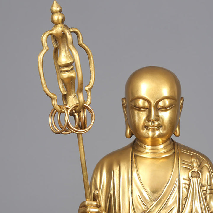 Buddha Stones Ksitigarbha Bodhisattva beeldje, symbool van mededogen, koperen beeldje, huisoffer, decoratie - image 7