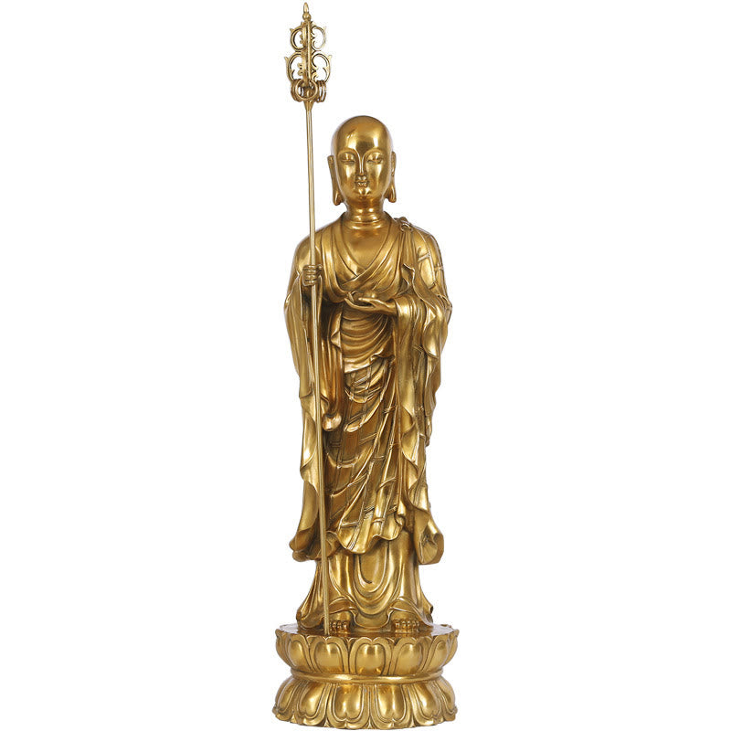 Buddha Stones Ksitigarbha Bodhisattva beeldje, symbool van mededogen, koperen beeldje, huisoffer, decoratie - image 17