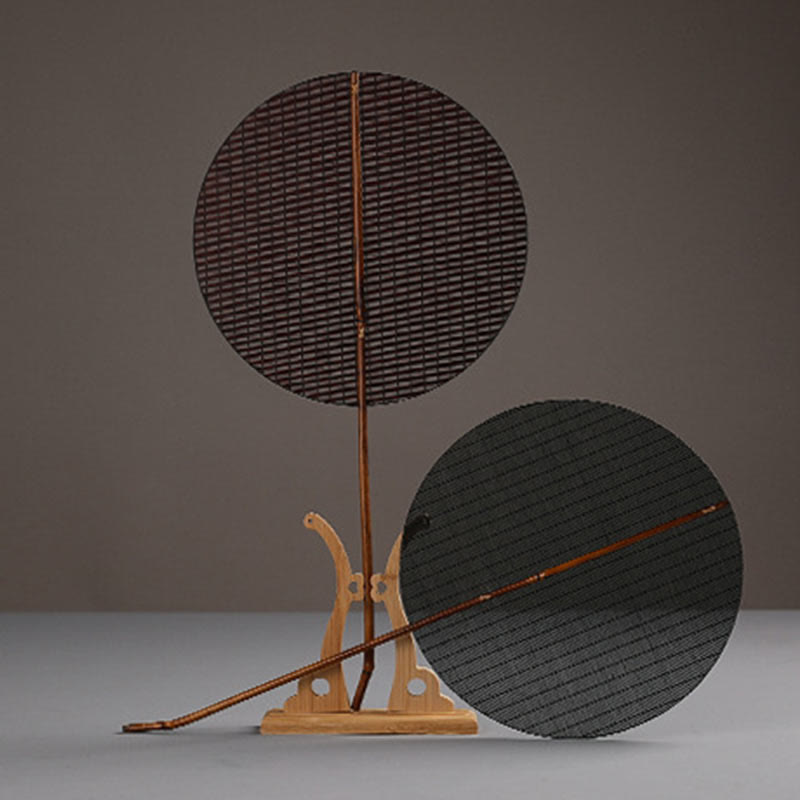 Buddha Stones Handgemaakte ronde bamboe Waaier in Chinese stijl met Lang steel - image 8