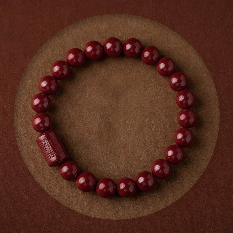 Buddha Stones Natuurlijke cinnaber hart Sutra Armband - image 1