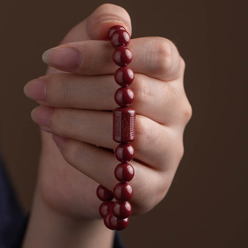 Buddha Stones Natuurlijke cinnaber hart Sutra Armband - image 11