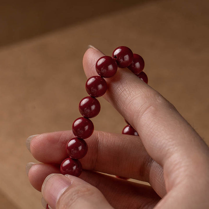 Buddha Stones Natuurlijke cinnaber hart Sutra Armband - image 12