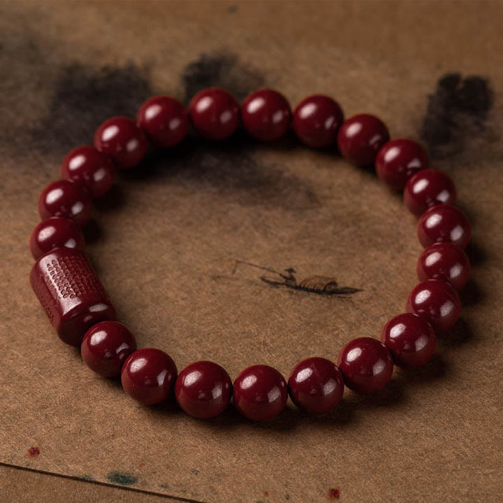 Buddha Stones Natuurlijke cinnaber hart Sutra Armband - image 4