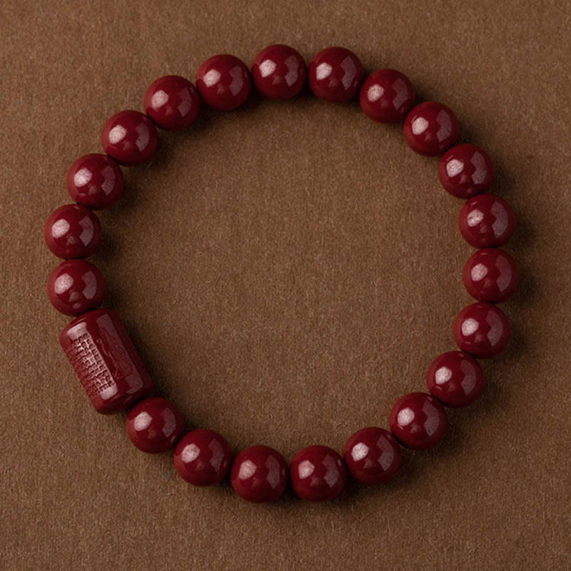 Buddha Stones Natuurlijke cinnaber hart Sutra Armband - 8mm cinnaber Armband(Polsomtrek: 14-16 cm) - image 0