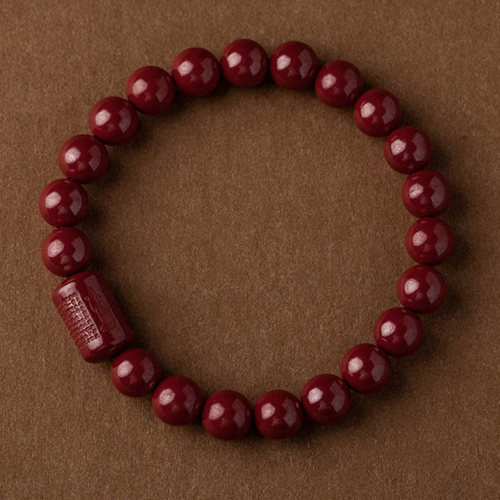 Buddha Stones Natuurlijke cinnaber hart Sutra Armband - 8mm cinnaber Armband(Polsomtrek: 14-16 cm) - image 0
