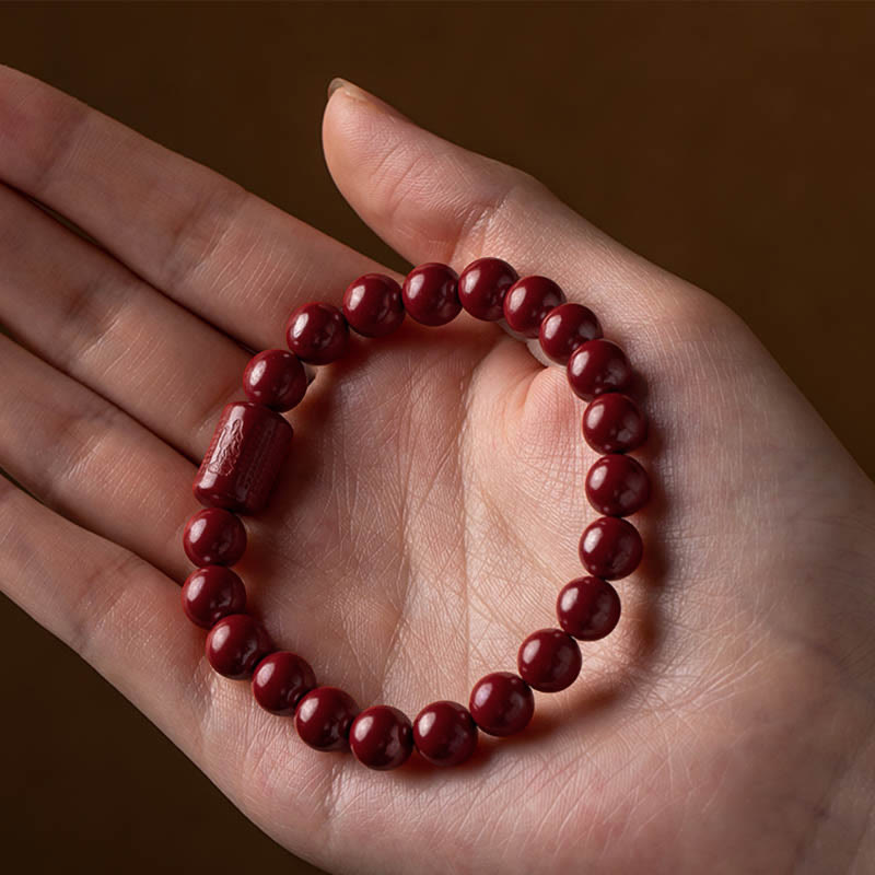 Buddha Stones Natuurlijke cinnaber hart Sutra Armband - image 13