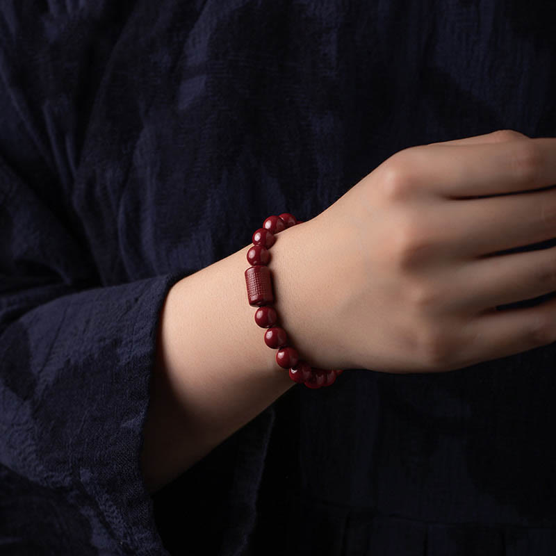 Buddha Stones Natuurlijke cinnaber hart Sutra Armband - image 7