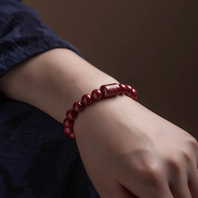 Buddha Stones Natuurlijke cinnaber hart Sutra Armband - image 9