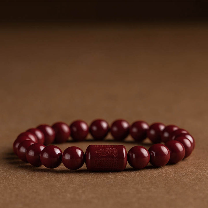 Buddha Stones Natuurlijke cinnaber hart Sutra Armband - image 8