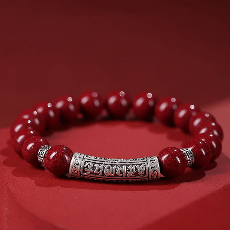 Buddha Stones Cinnabar 999 Sterling Zilveren Armband met Zes Ware Woorden - 8mm Cinnabar - image 2
