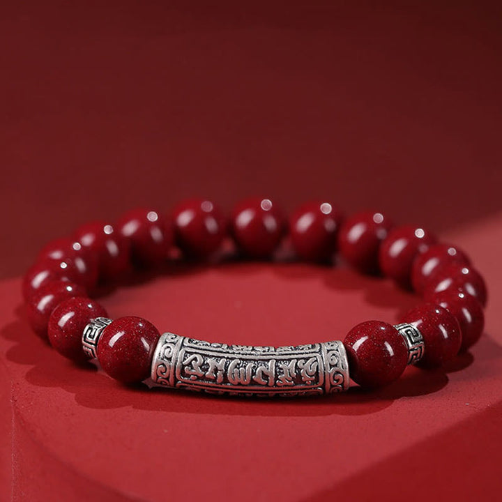 Buddha Stones Cinnabar 999 Sterling Zilveren Armband met Zes Ware Woorden - 8mm Cinnabar - image 2