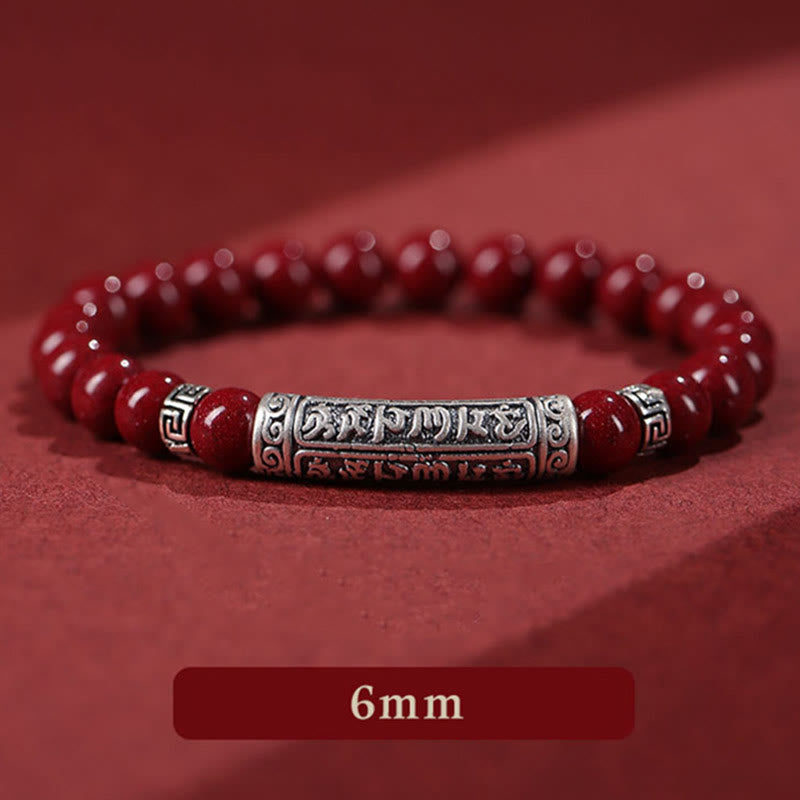 Buddha Stones Cinnabar 999 Sterling Zilveren Armband met Zes Ware Woorden - image 1