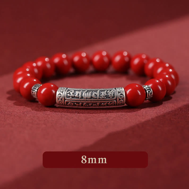 Buddha Stones Cinnabar 999 Sterling Zilveren Armband met Zes Ware Woorden - 8mm Rode Cinnabar - image 10