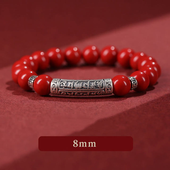 Buddha Stones Cinnabar 999 Sterling Zilveren Armband met Zes Ware Woorden - 8mm Rode Cinnabar - image 10