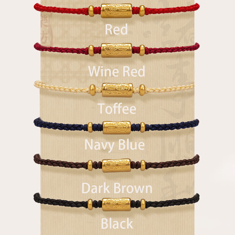 Buddha Stones 999 gouden geluksamulet met handgesneden ontwerp en gevlochten Armband voor extra kracht. - image 1