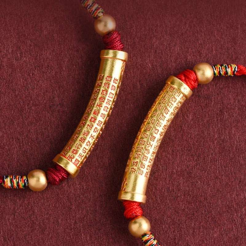 Buddha Stones Handgemaakte legering hartvormige sutra beschermingsarmband/ Armband met touwconstructie - image 10