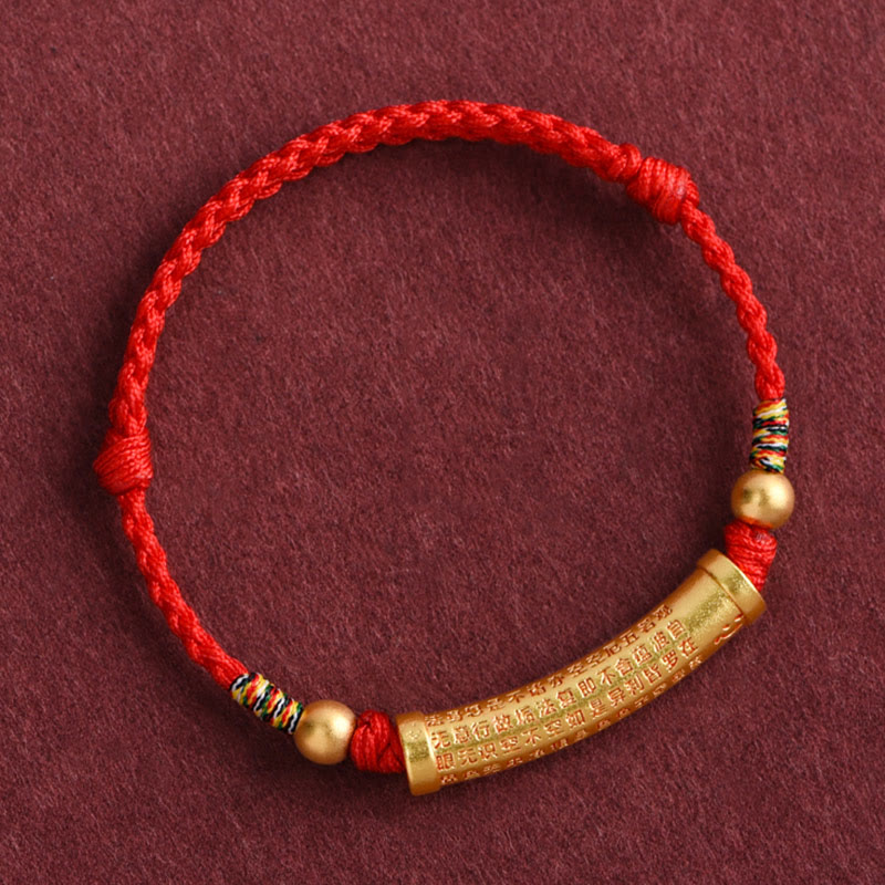 Buddha Stones Handgemaakte legering hartvormige sutra beschermingsarmband/ Armband met touwconstructie - image 5